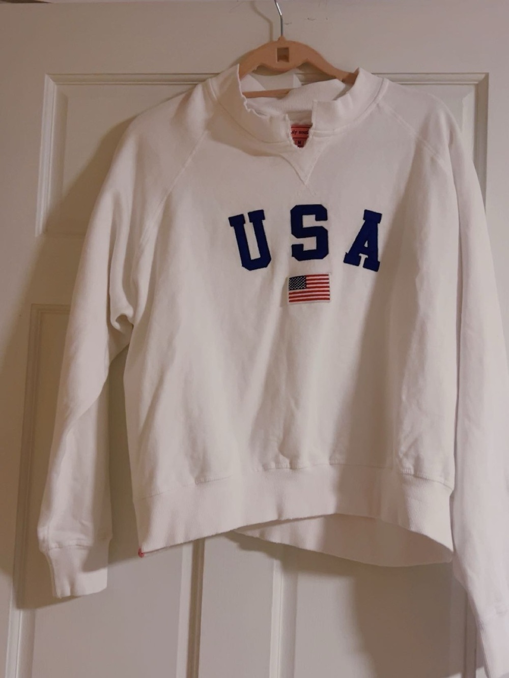 Simply Southern White Crewneck Sweatshirt with Blue USA Embroidery